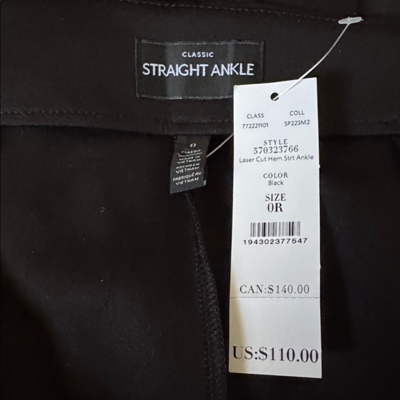 New with tags White House Black Market Black Laser Cut Hem Straight Ankle Pants - Picture 10 of 10